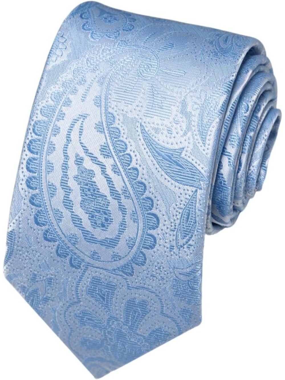 🆕Men's Light Blue 100% Microfiber Paisley Slim Formal Necktie For Wedding Dress